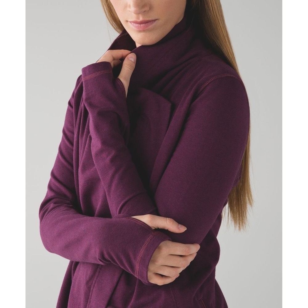 Lululemon Restore Wrap Long Line Funnel Neck In Heathered Red Grape 4 Athleisure
